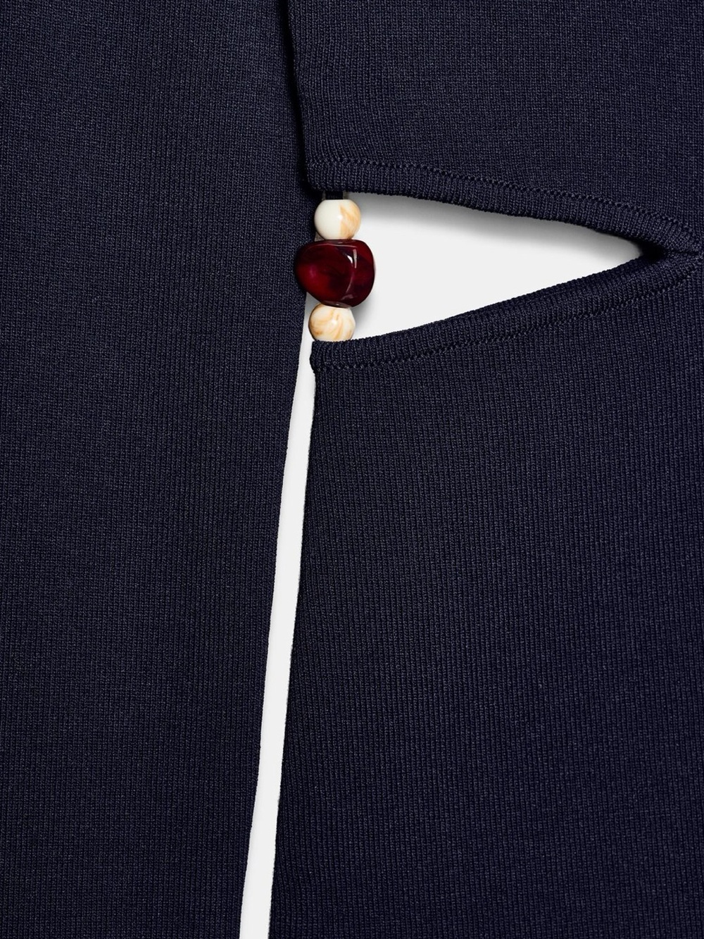 Zara Navy Off-the-Shoulder Cutout Sweater with Button Detail - Picture 4 of 6
